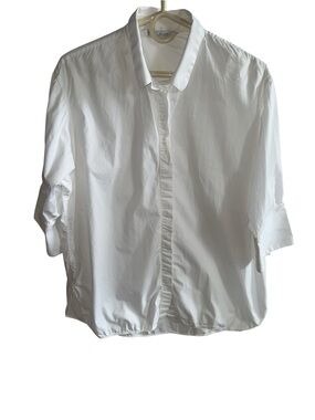 ZARA Women’s Classic White Button Front 3/4 Sleeve Shirt Size L